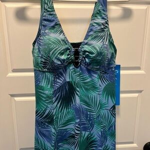 Women's Tropical Leaf Print Swimsuit DRESS. 10